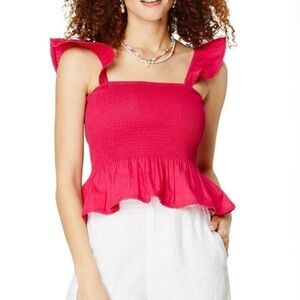 Roller Rabbit | Smocked Bodice Ruffle‎ Sleeve Top NWT